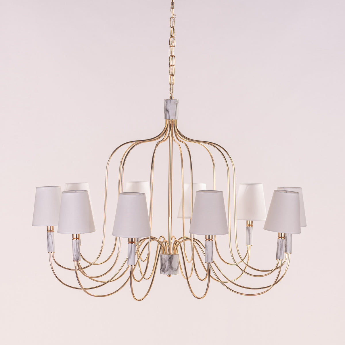Aurora Bloom (Gold, White) Fabric Chandelier