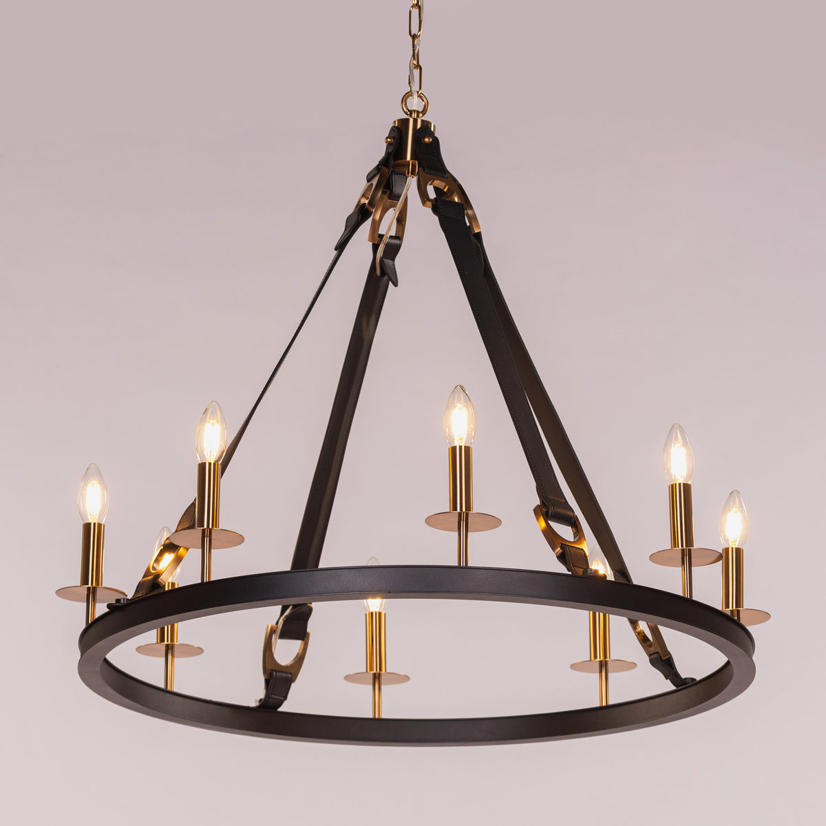 Bridlelight (Black, Gold) Leather Chandelier