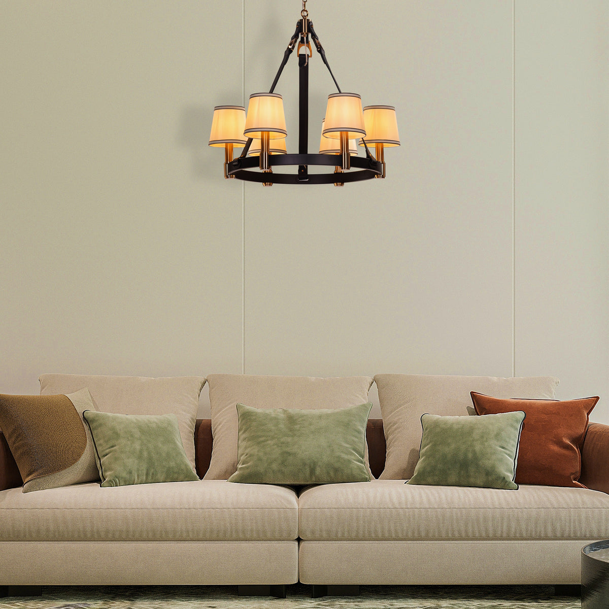 The Luminary Ring (Black, Gold) Leather Chandelier