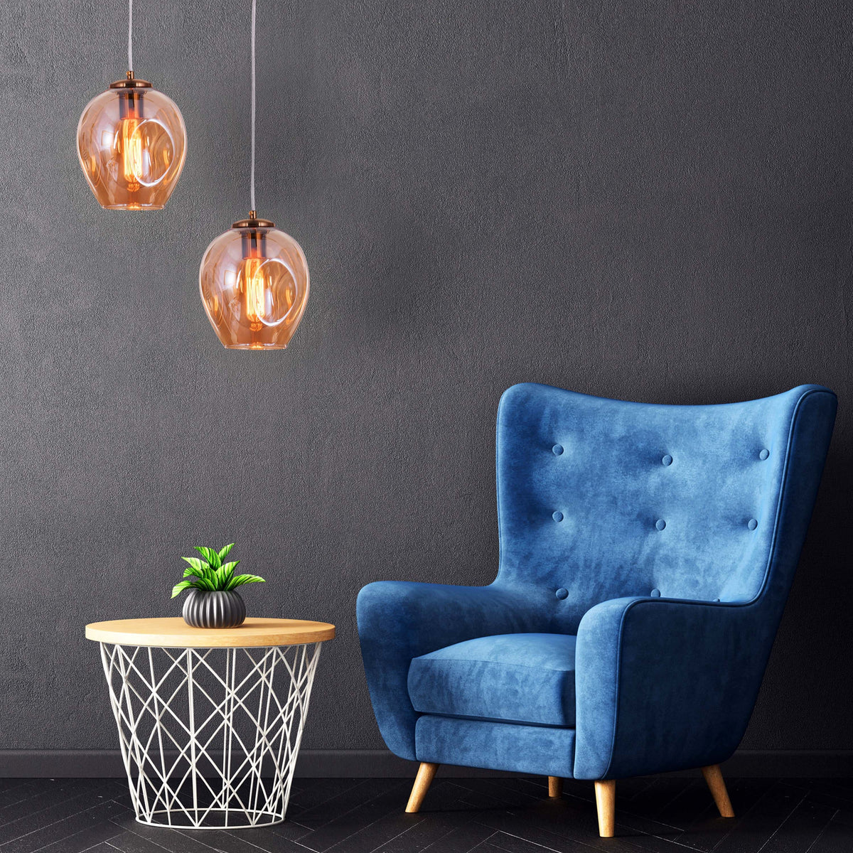Thousand Stars Single (Amber) Glass Pendant Light