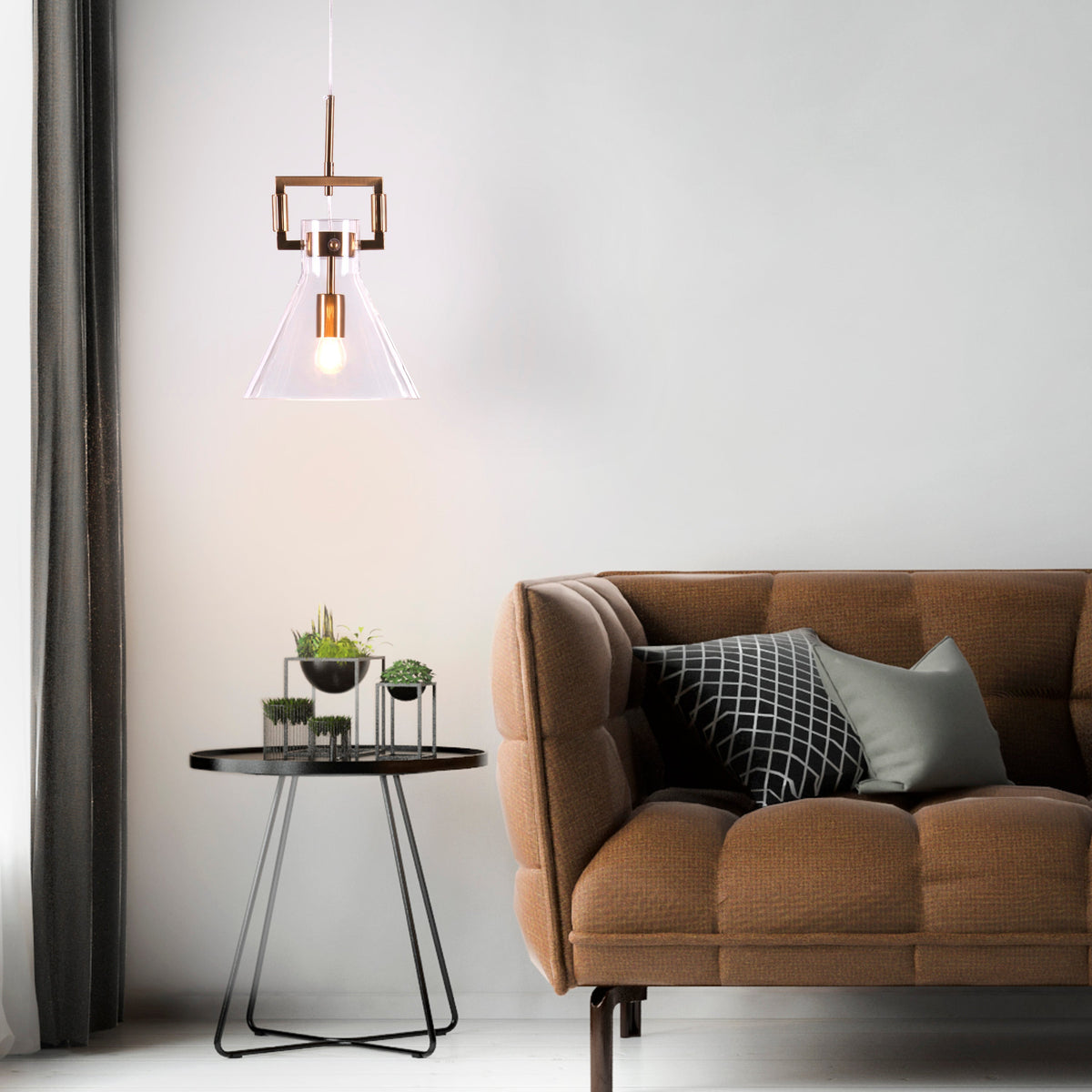 High Hopes (Triangular, Gold) Clear Glass Pendant Light