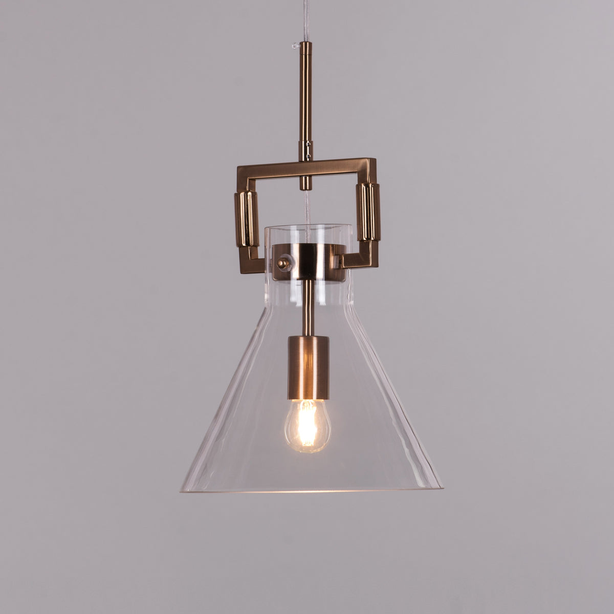 High Hopes (Triangular, Gold) Clear Glass Pendant Light