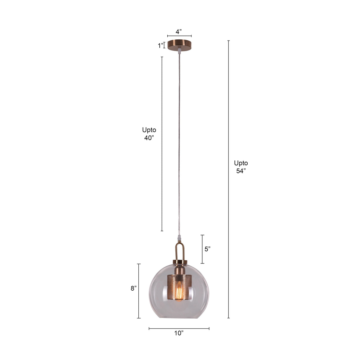 Good To Glow (Small, Gold) Clear Glass Round Pendant Light