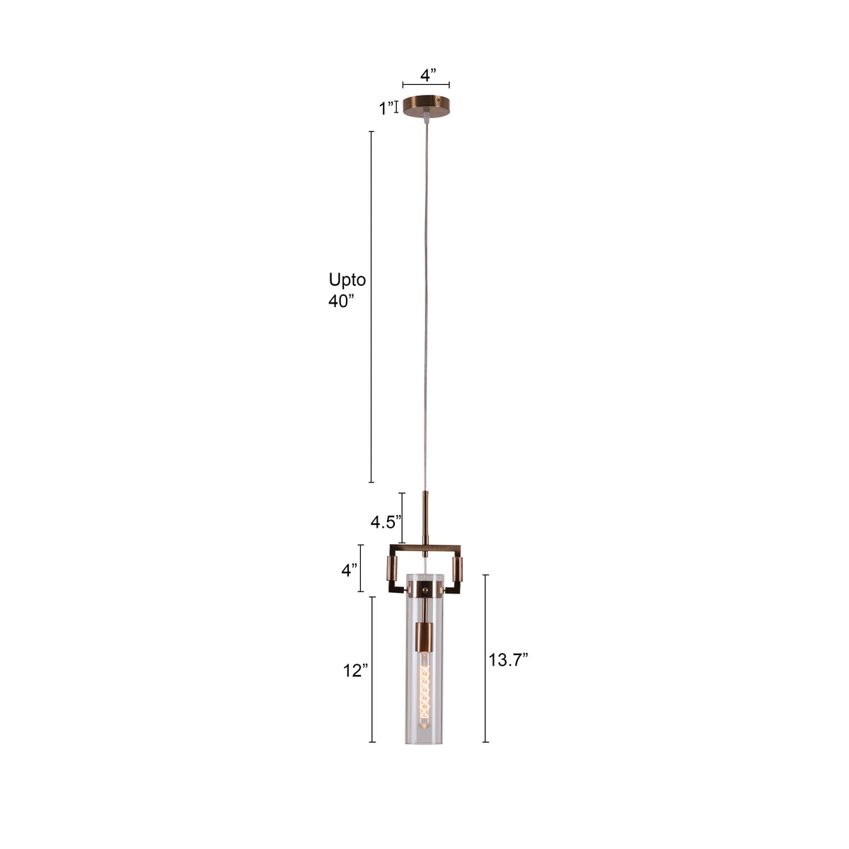 High Hopes (Long, Gold) Clear Glass Pendant Light