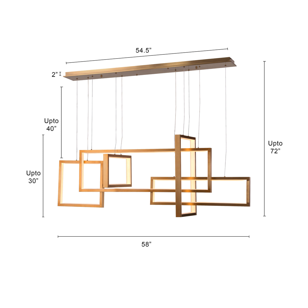 Three Day Weekend (Large, Gold, 3 Color Dimmable LED With Remote Control) Chandelier