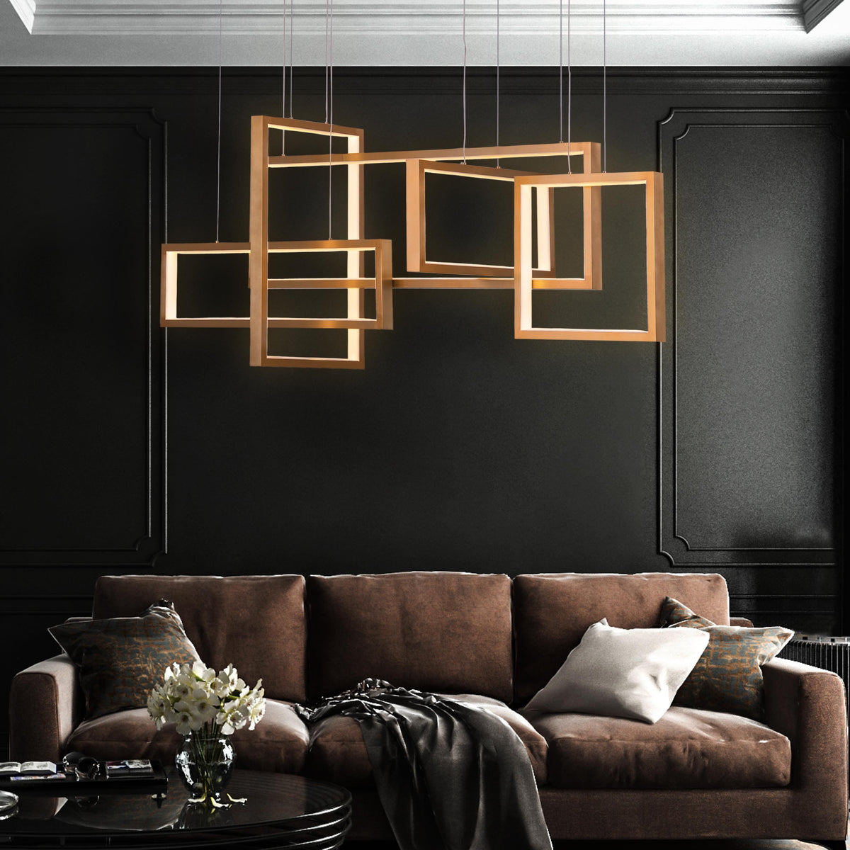 Three Day Weekend (Large, Gold, 3 Color Dimmable LED With Remote Control) Chandelier