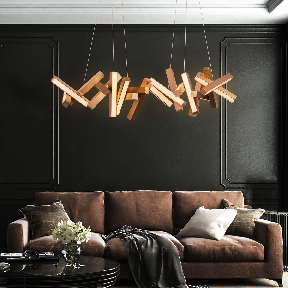 Glow Miles (Large, Gold, Dimmable LED with Remote Control) Chandelier
