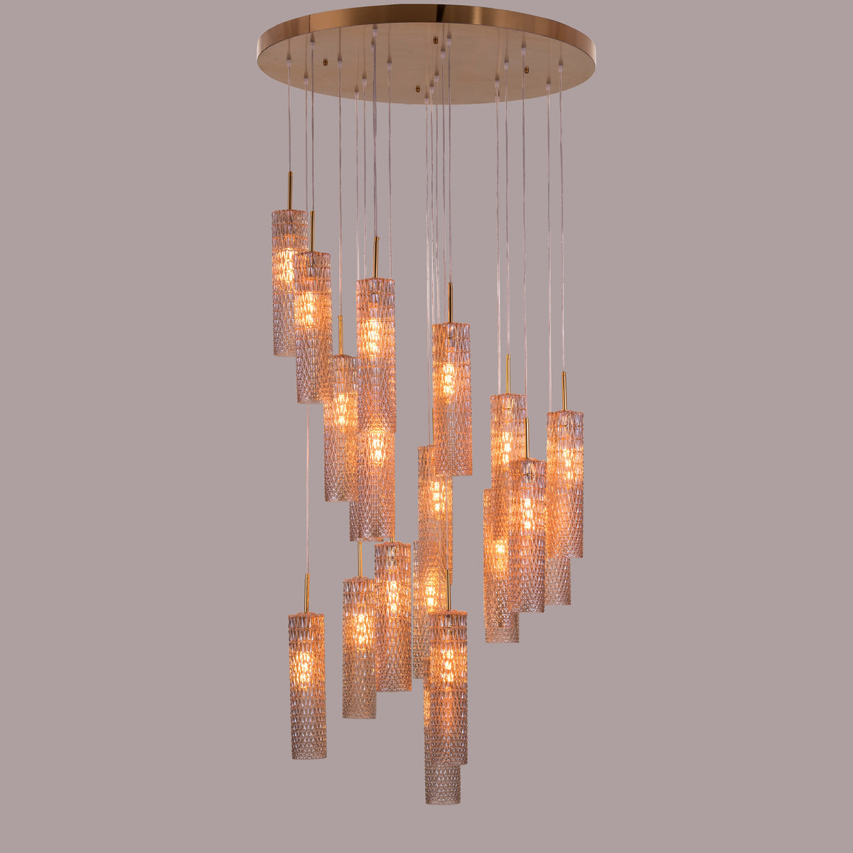 Let It Snow (Large, Gold) Champagne Glass Double Height Chandelier
