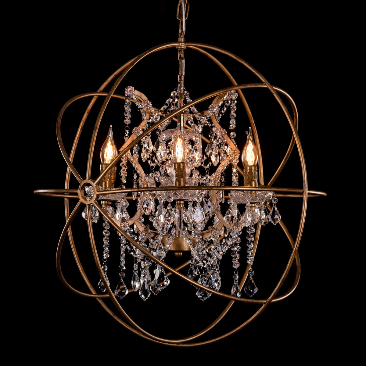 Moonlight Rendezvous (Large, Antique Gold) Crystal Chandelier