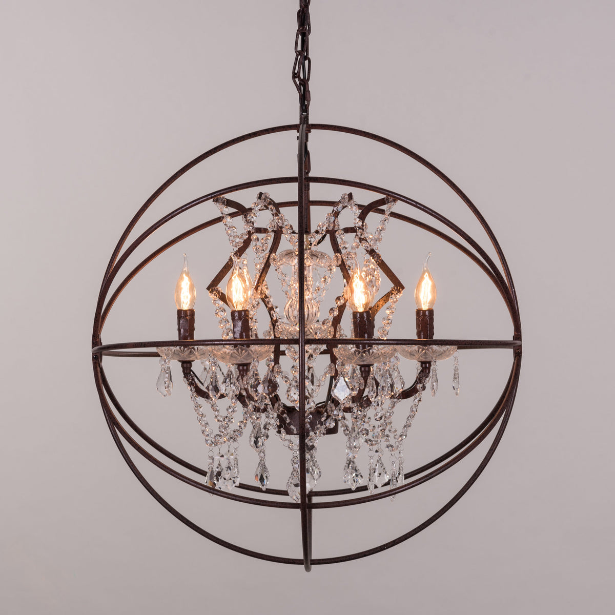 Moonlight Rendezvous (Large, Rust Iron) Crystal Chandelier