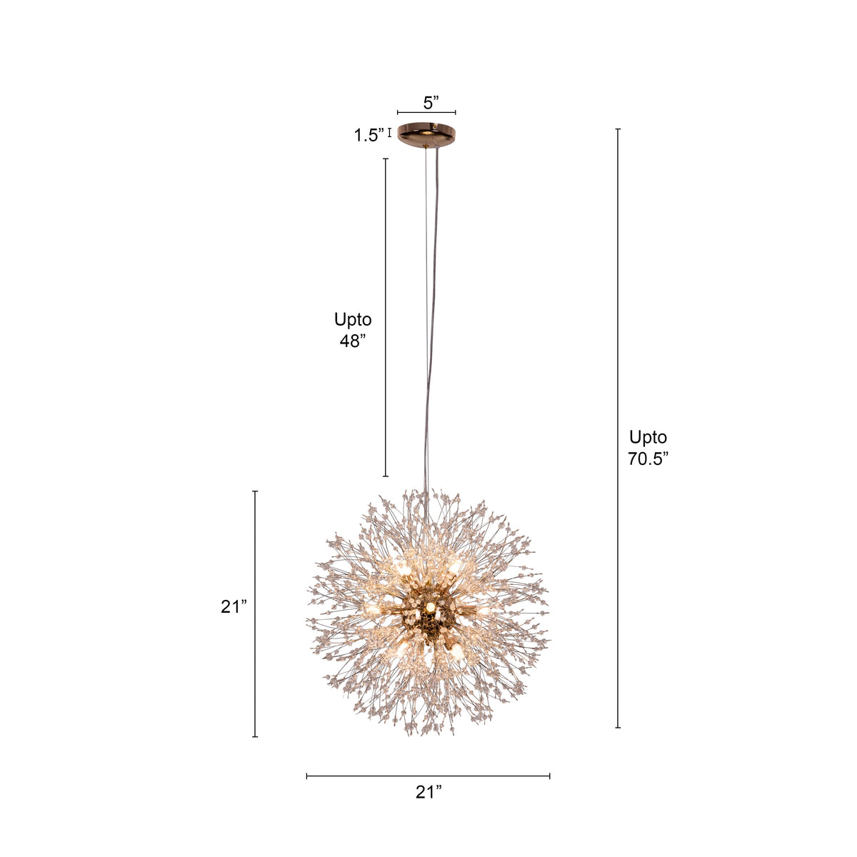 Touch The Clouds (Small, Gold) Round Crystal Chandelier