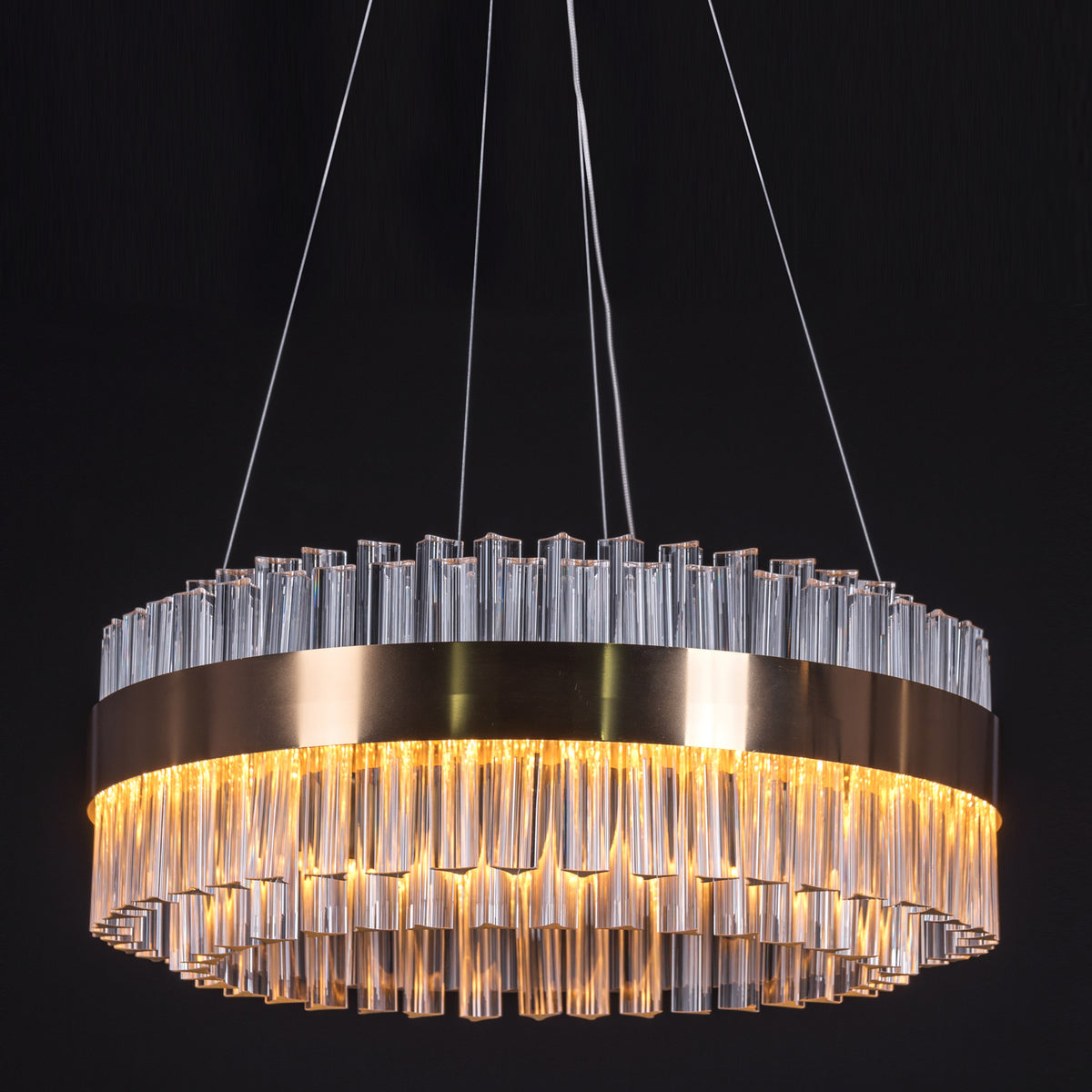Lighting Up Lisbon (Small, Gold, Dimmable LED With Remote Control) Crystal Chandelier