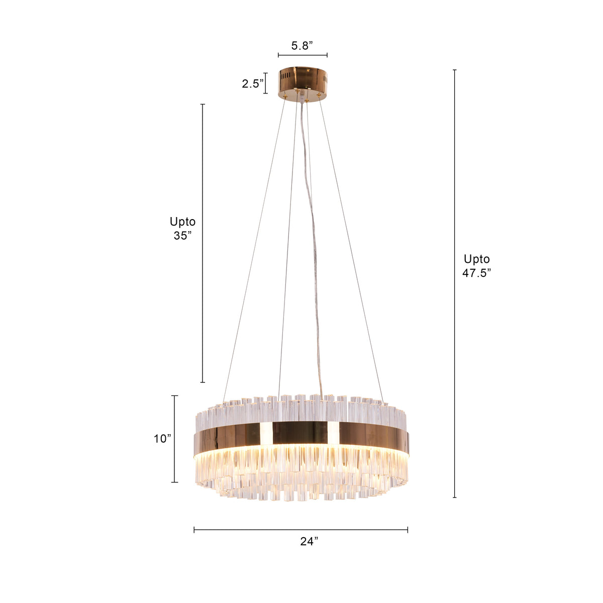 Lighting Up Lisbon (Small, Gold, Dimmable LED With Remote Control) Crystal Chandelier