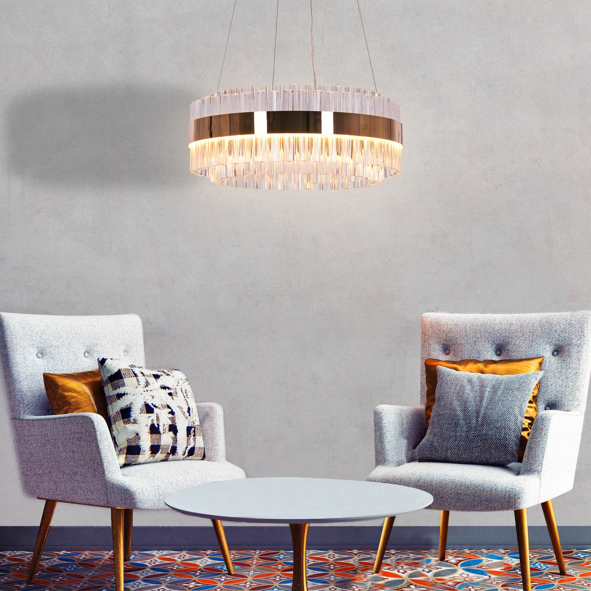 Lighting Up Lisbon (Small, Gold, Dimmable LED With Remote Control) Crystal Chandelier