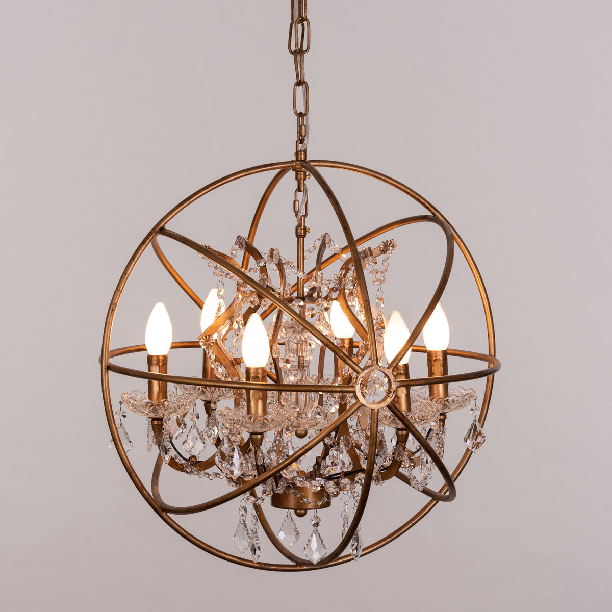 Moonlight Rendezvous (Small, Antique Gold) Crystal Chandelier