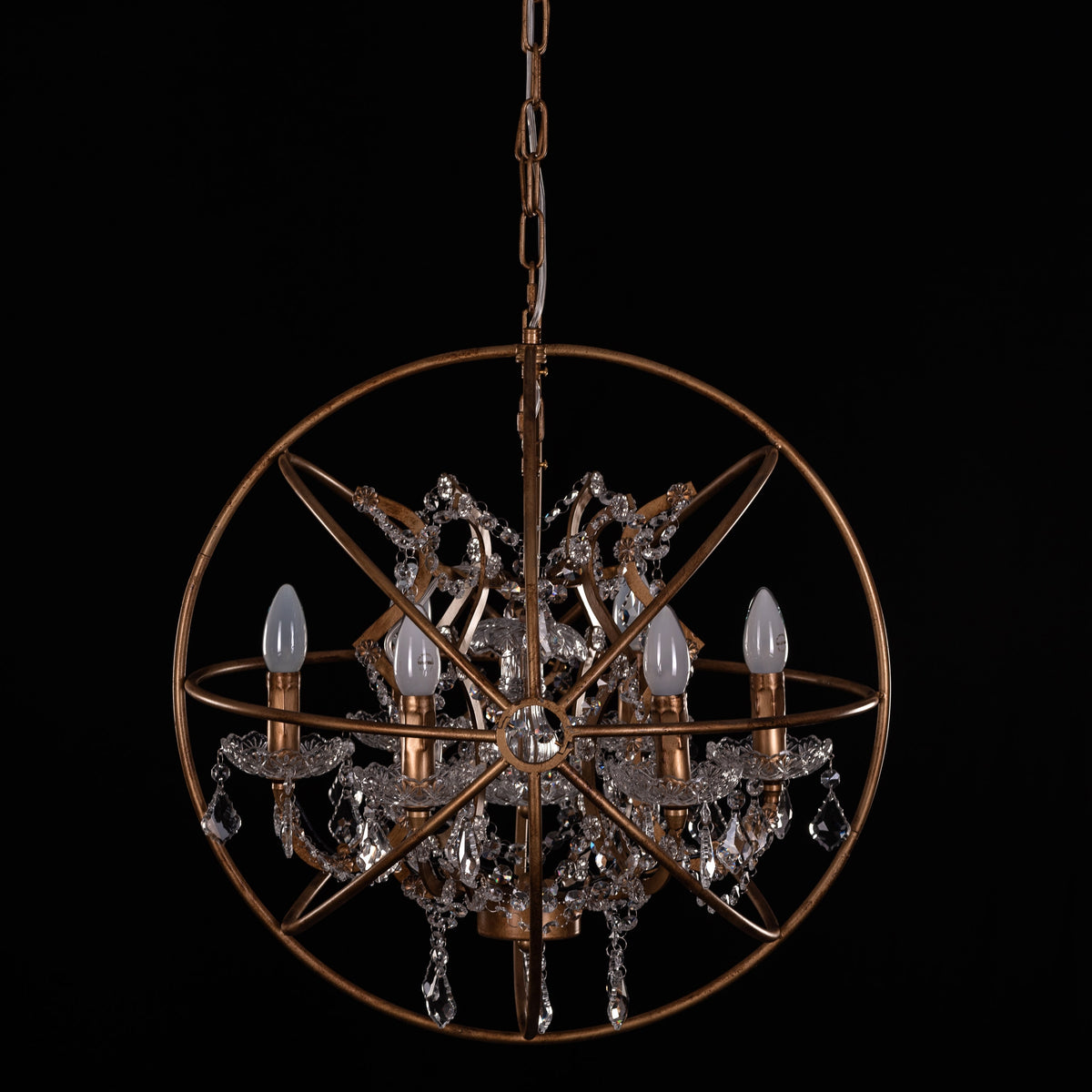 Moonlight Rendezvous (Small, Antique Gold) Crystal Chandelier