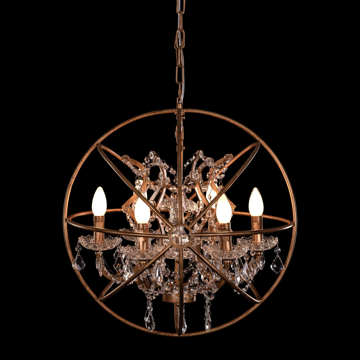 Moonlight Rendezvous (Small, Antique Gold) Crystal Chandelier