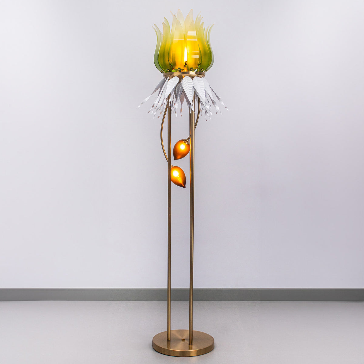 Konoha Whisper (Grey, Green & Amber) Gradient Floor Lamp
