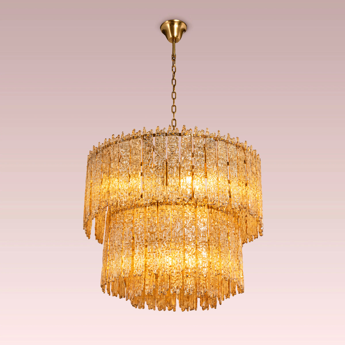 Sweeping Changes (Gold, Round, Molten Wax-Styled) Crystal Chandelier