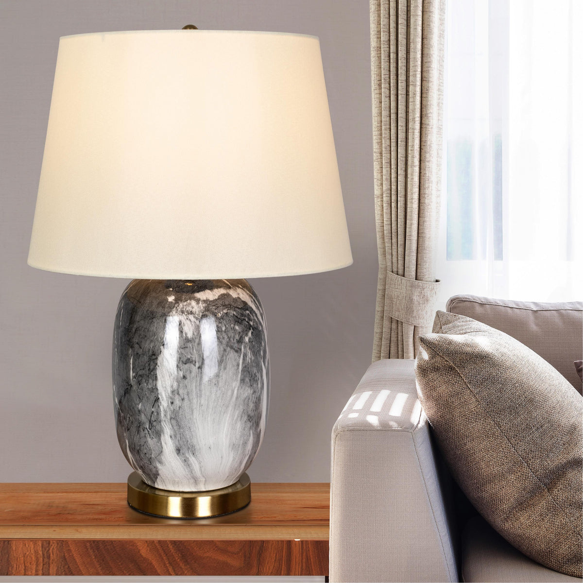 RSVP Please (Smokey Grey) Marble Table Lamp