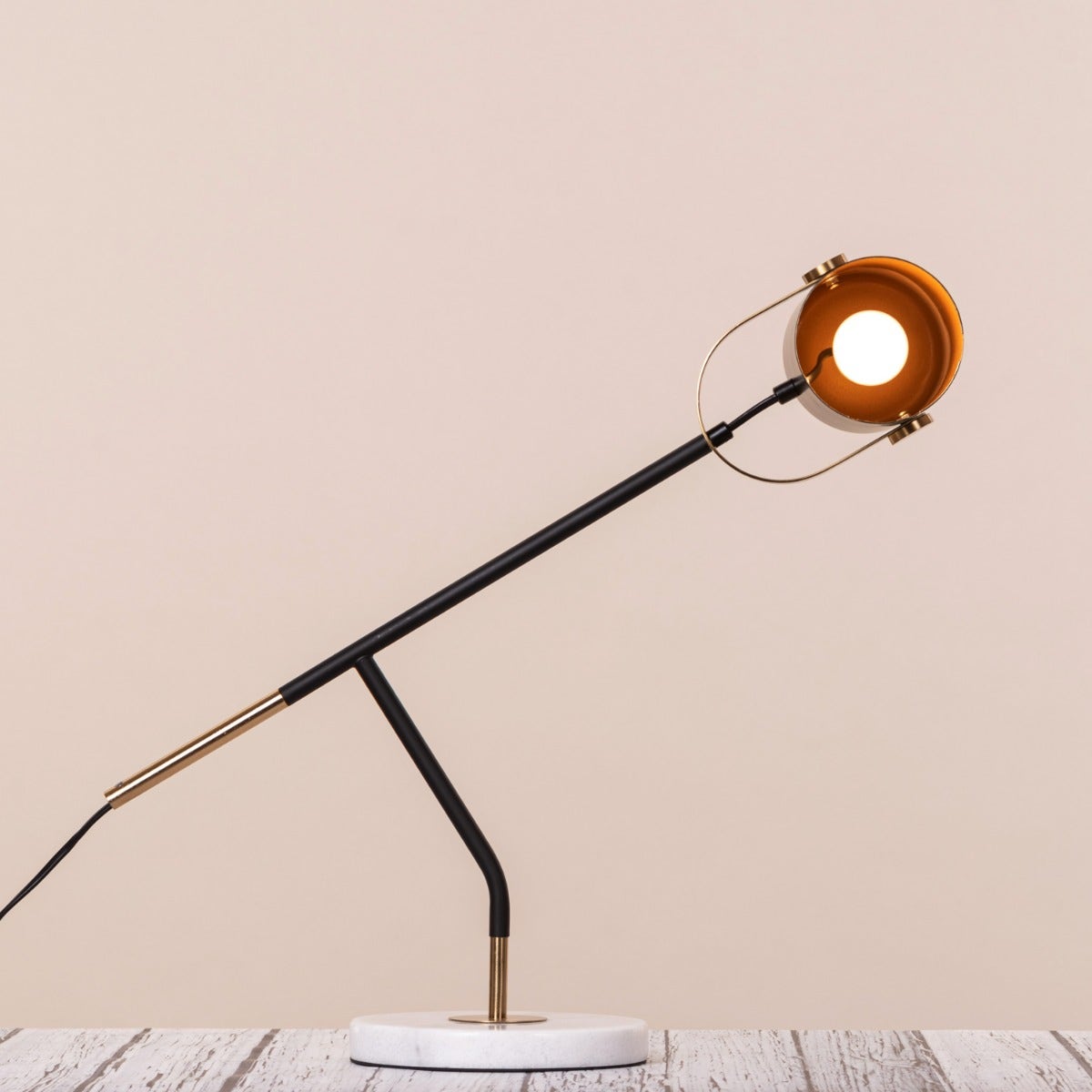 Stay Over (Black, Gold) Marble Study Table Lamp