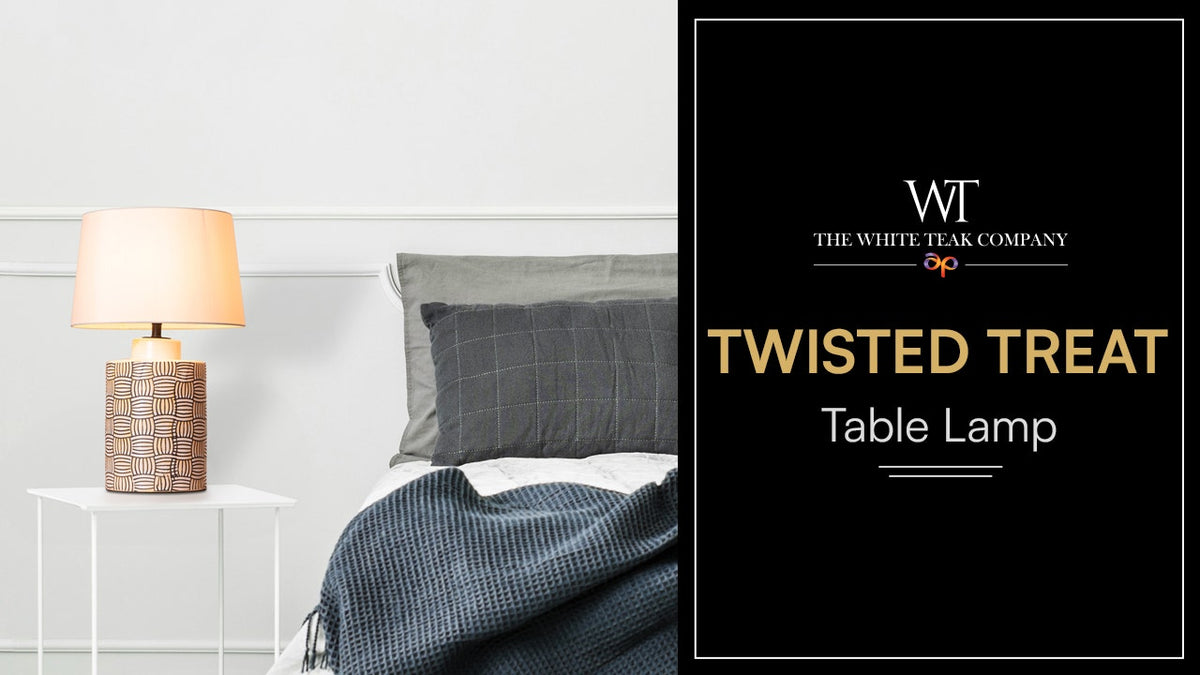 Twisted Treat (Grey, Yellow) Ceramic Table Lamp