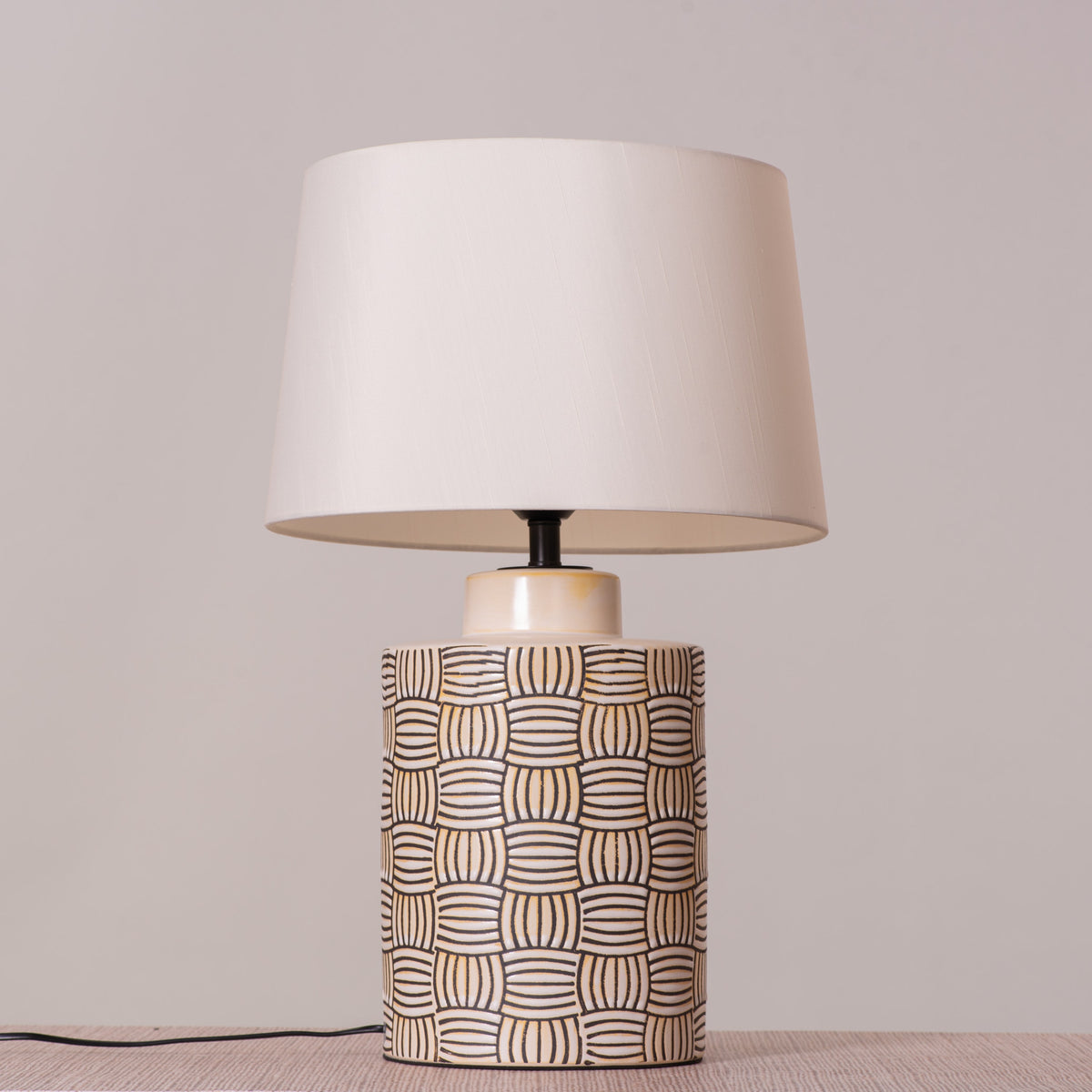 Twisted Treat (Grey, Yellow) Ceramic Table Lamp