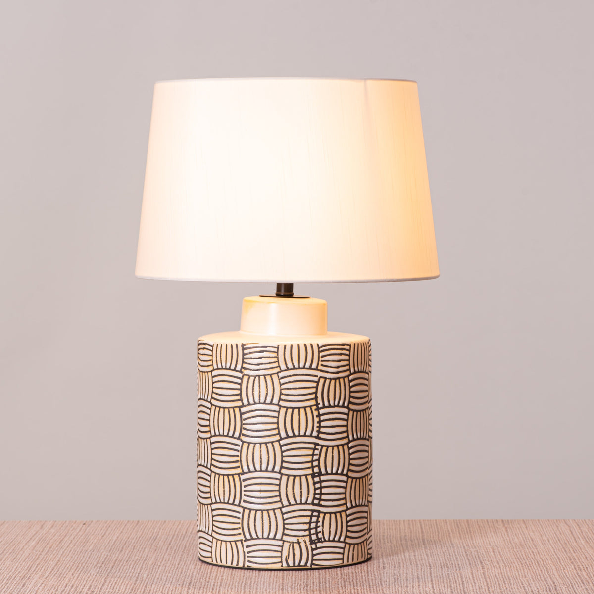 Twisted Treat (Grey, Yellow) Ceramic Table Lamp