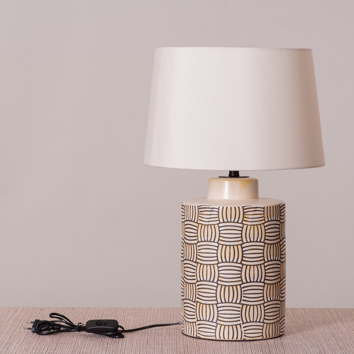 Twisted Treat (Grey, Yellow) Ceramic Table Lamp