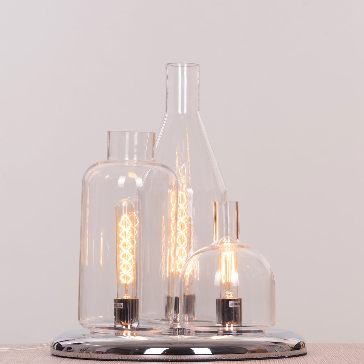 Glow Is Glowing (Chrome) Clear Glass Table Lamp