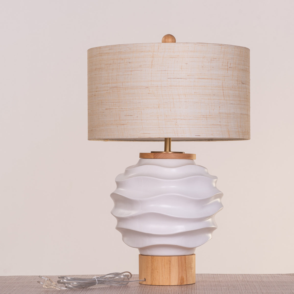 Stuck On A Feeling (White, Beige) Ceramic Table Lamp