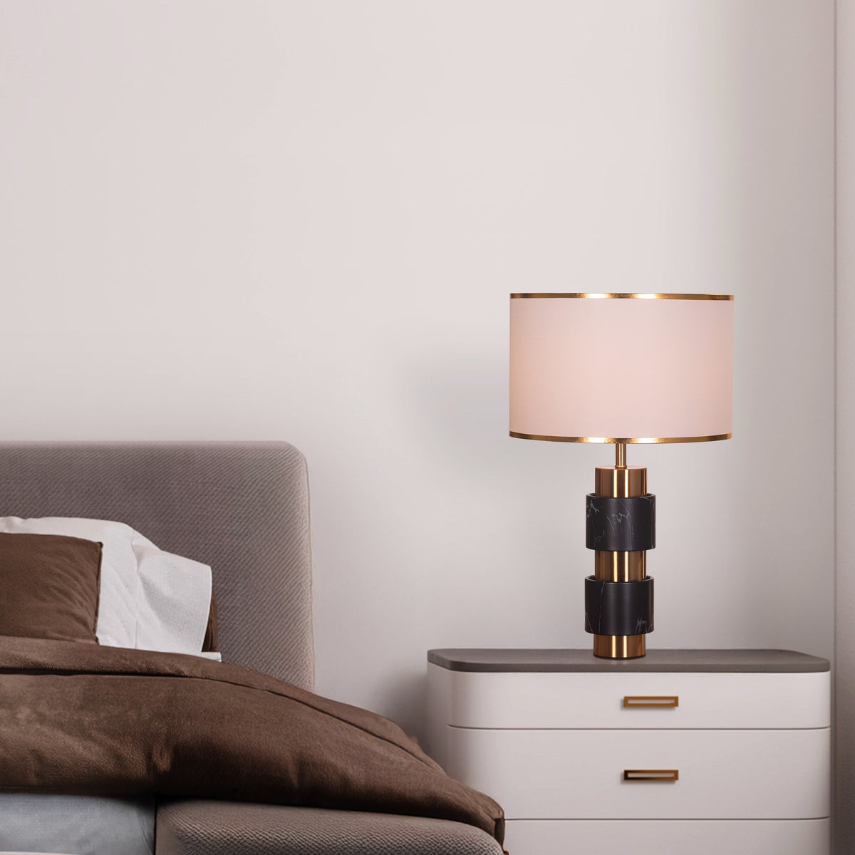 Road Ahead (Gold, Black, White) Metal Table Lamp