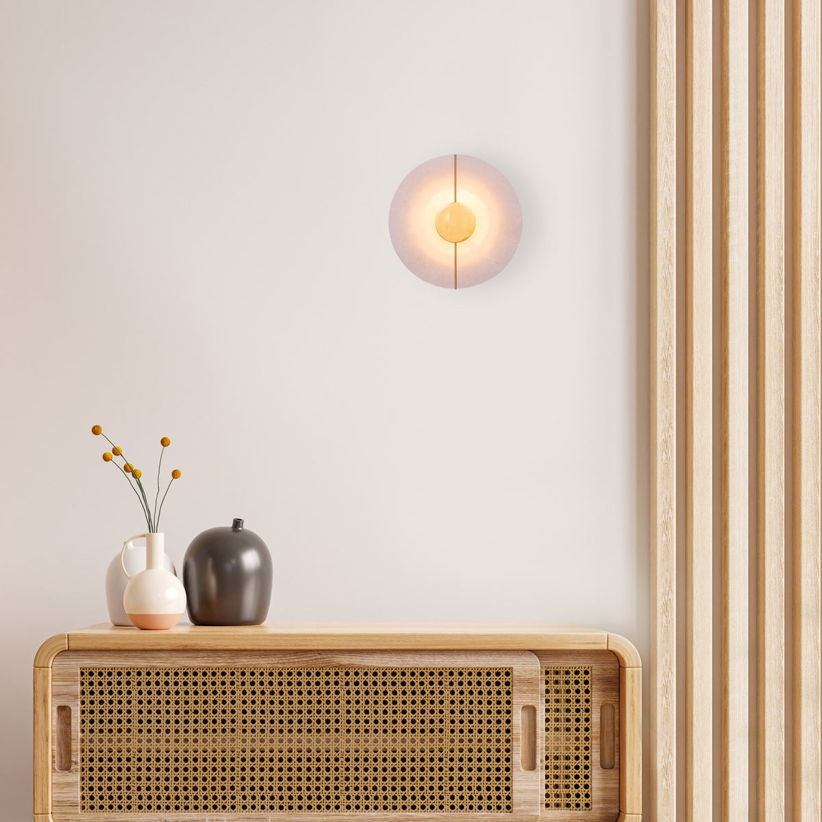 Boomerang (Gold, White) Built-In LED Alabaster Wall Light