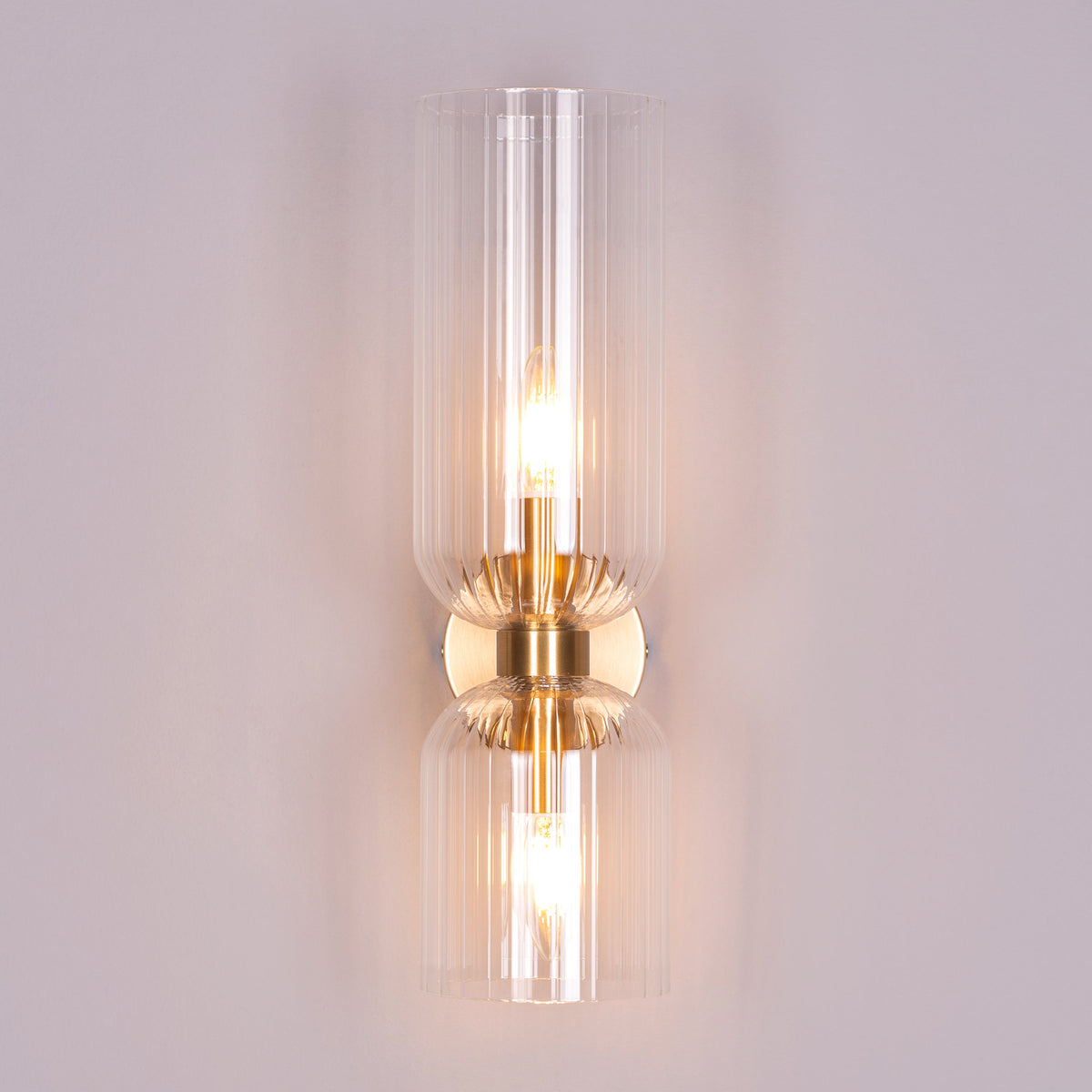 Smitten (Gold, Clear) Textured Glass Wall Light
