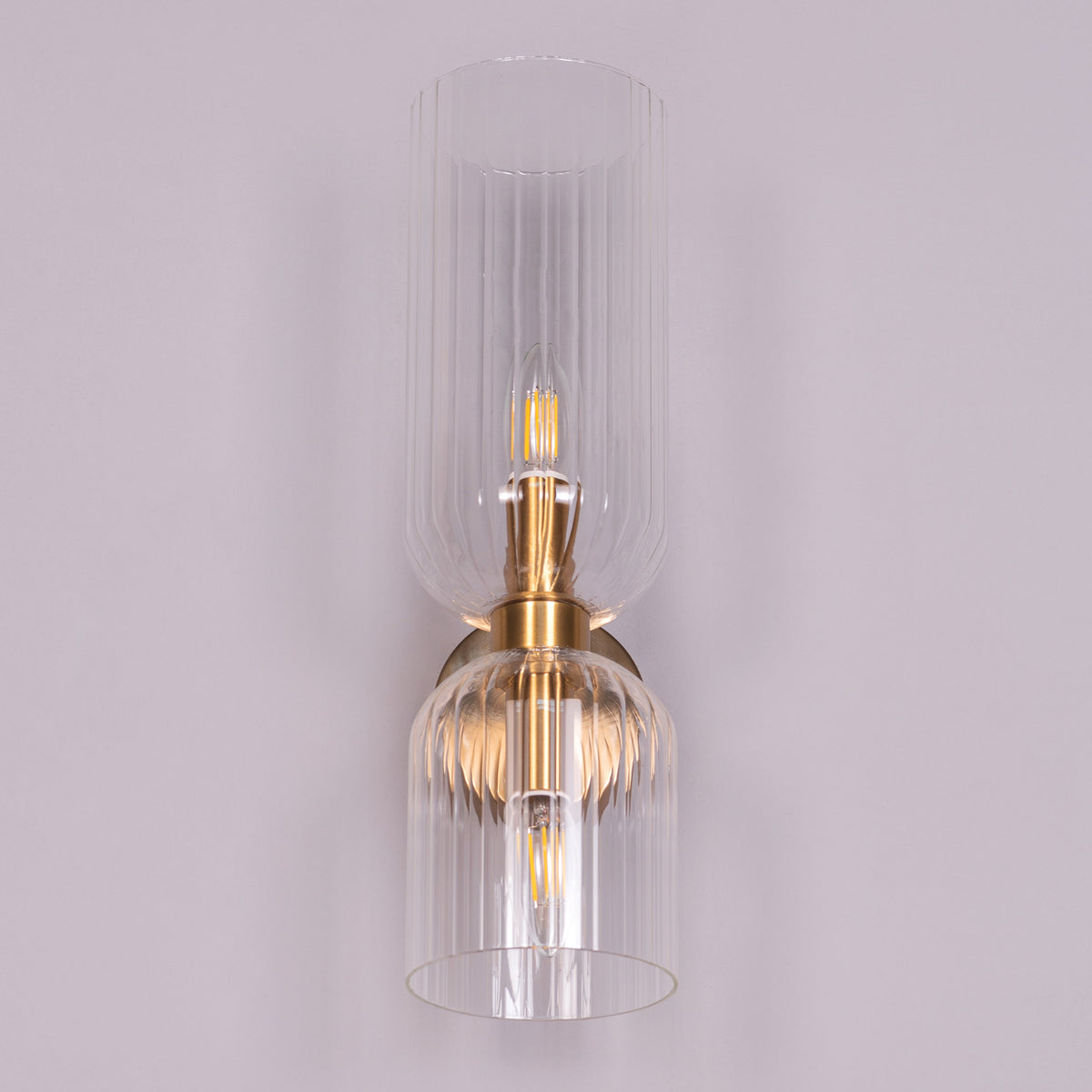 Smitten (Gold, Clear) Textured Glass Wall Light