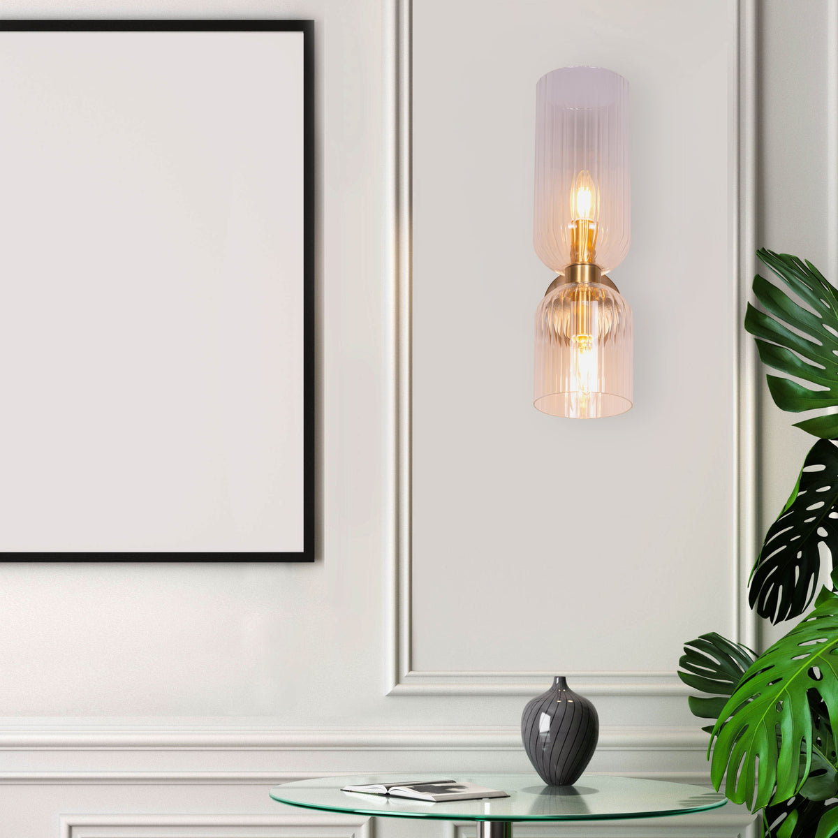 Smitten (Gold, Clear) Textured Glass Wall Light