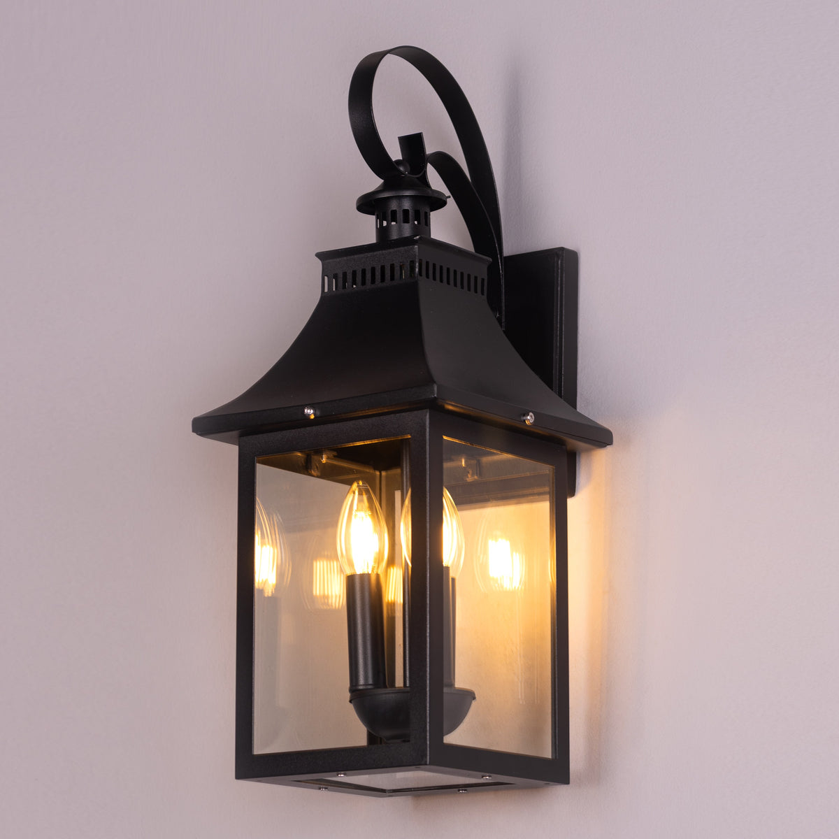Good For You (Black) Clear Glass Outdoor Covered Wall Light
