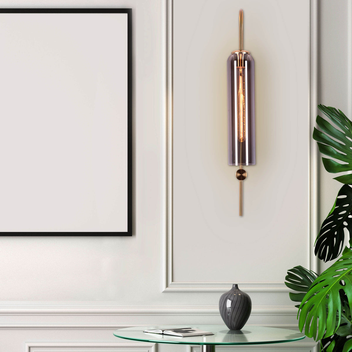 Wait For Me (Gold, Smokey Grey) Glass Wall Light