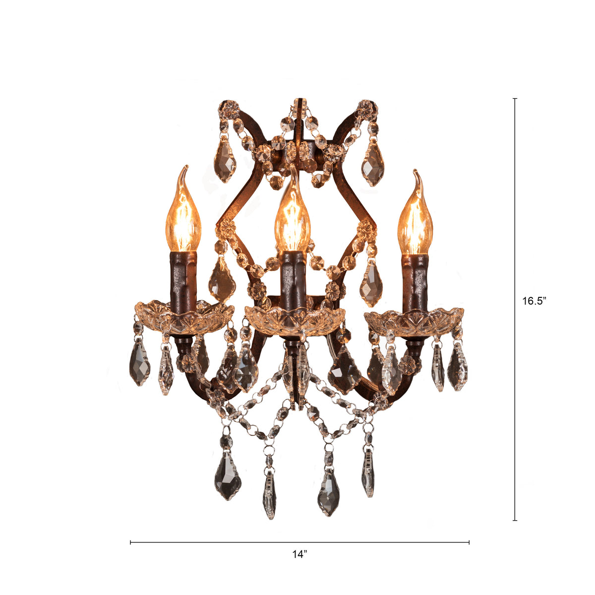 French Restoration (Coffee, Antique Rust) Crystal Wall Light