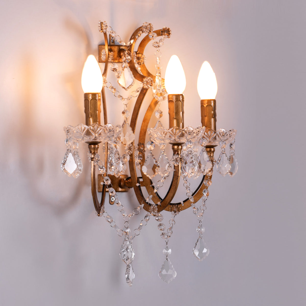 French Restoration (Antique Gold) Crystal Wall Light