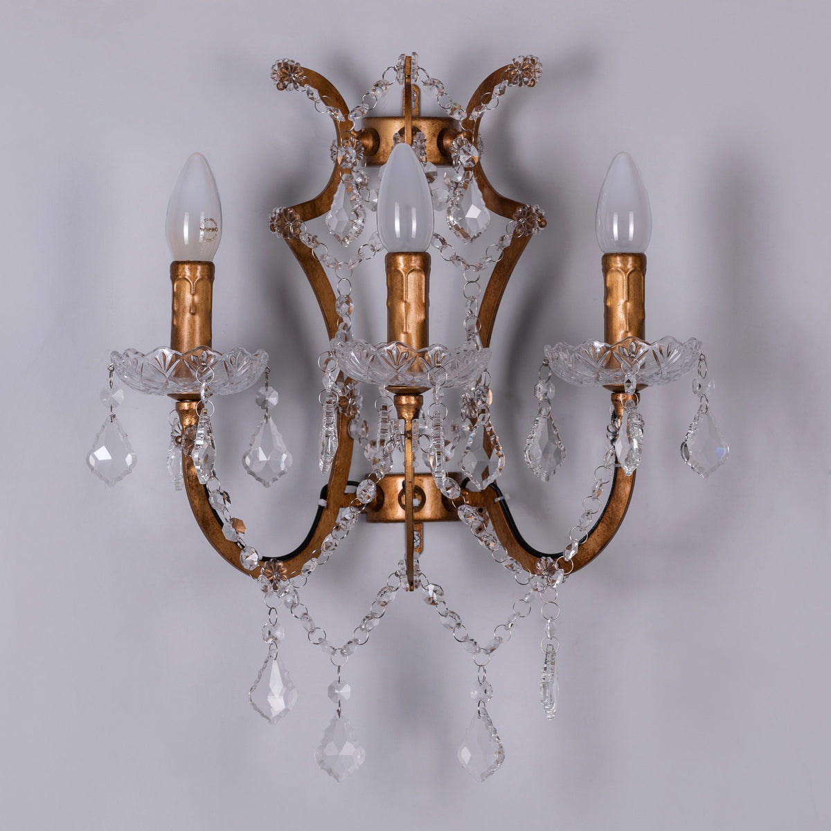 French Restoration (Antique Gold) Crystal Wall Light