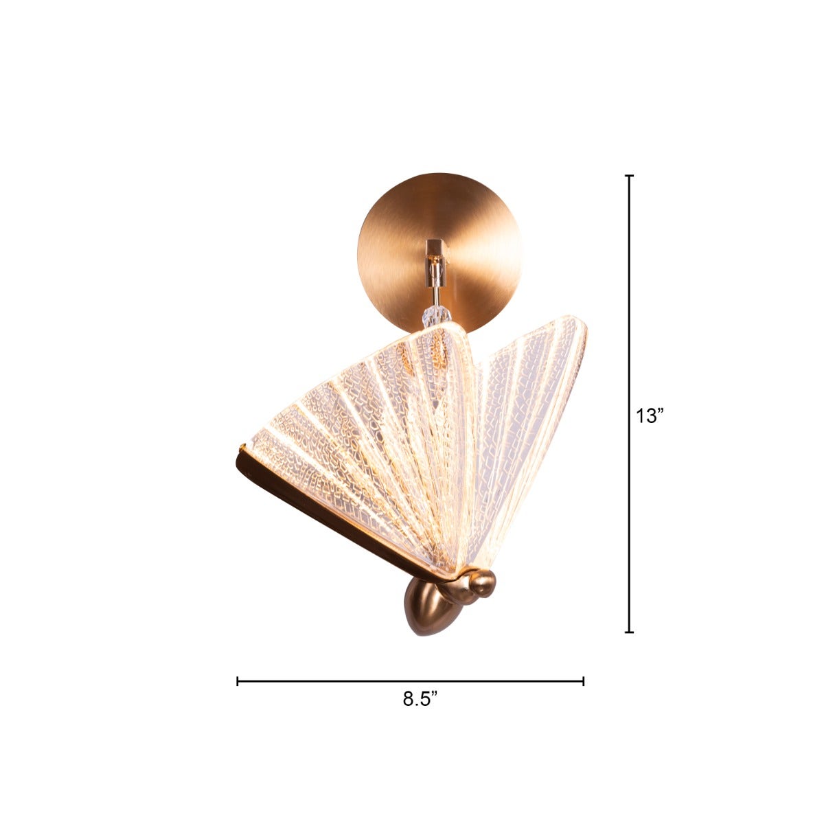 Butterfly Wishes (Gold, Dimmable LED with Remote Control) Wall Light