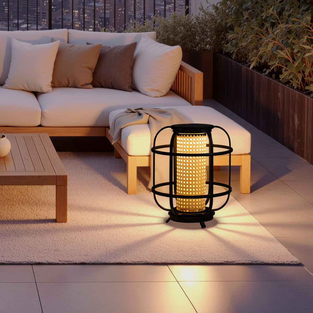 Beacon Tower (Black, Medium, Solar Powered-Rechargeable) Outdoor Floor Lamp