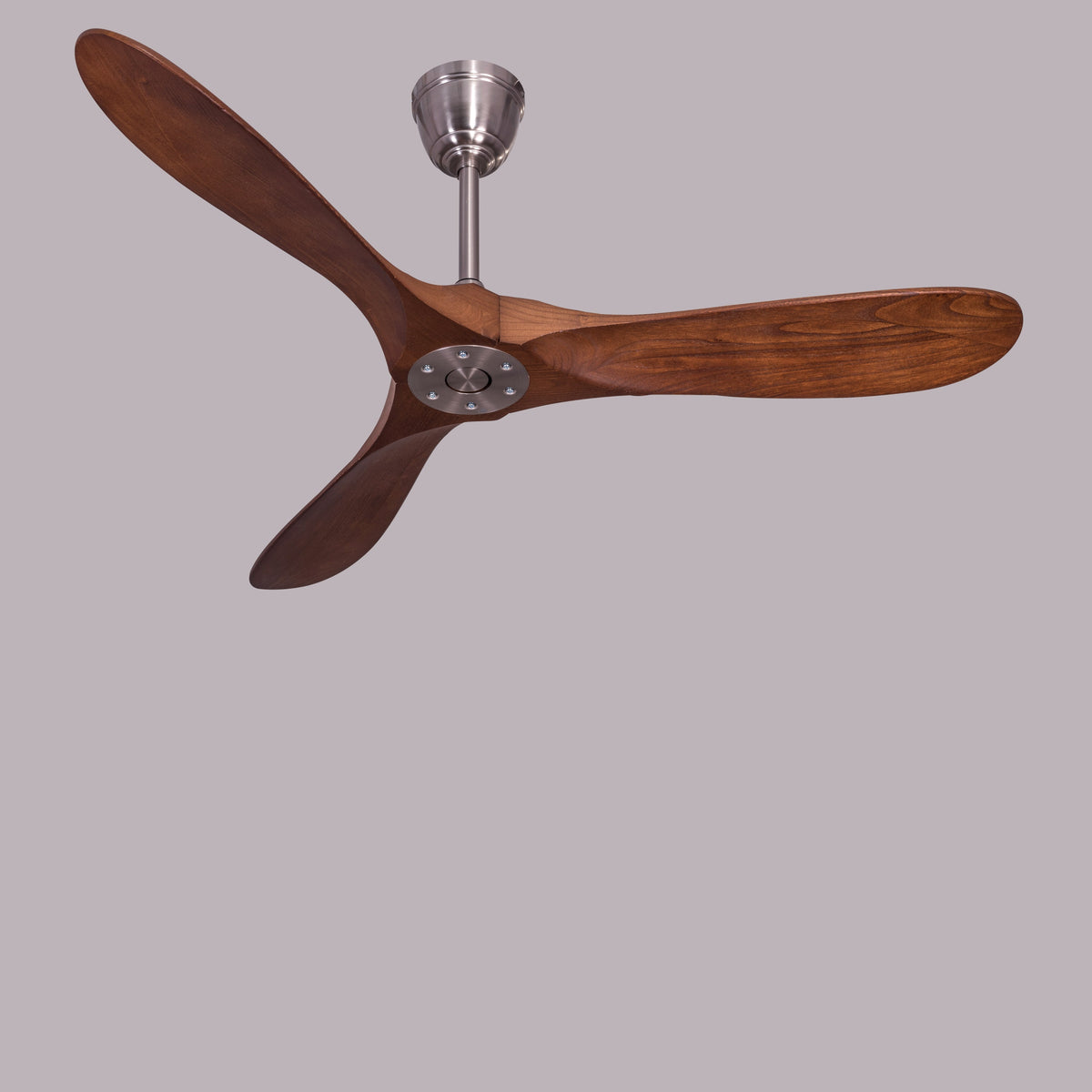 Spin Me Around (132 cm Span, Chrome Finish Metal Body, Solid Wood Blades) Ceiling Fan