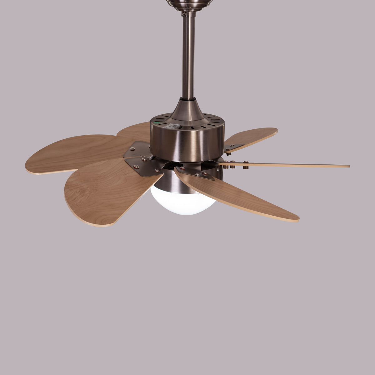 Casablanca (76 cm Span, Chrome Finish Metal Body, Maple Finish MDF Blades) Dimmable LED With Remote Control Ceiling Fan