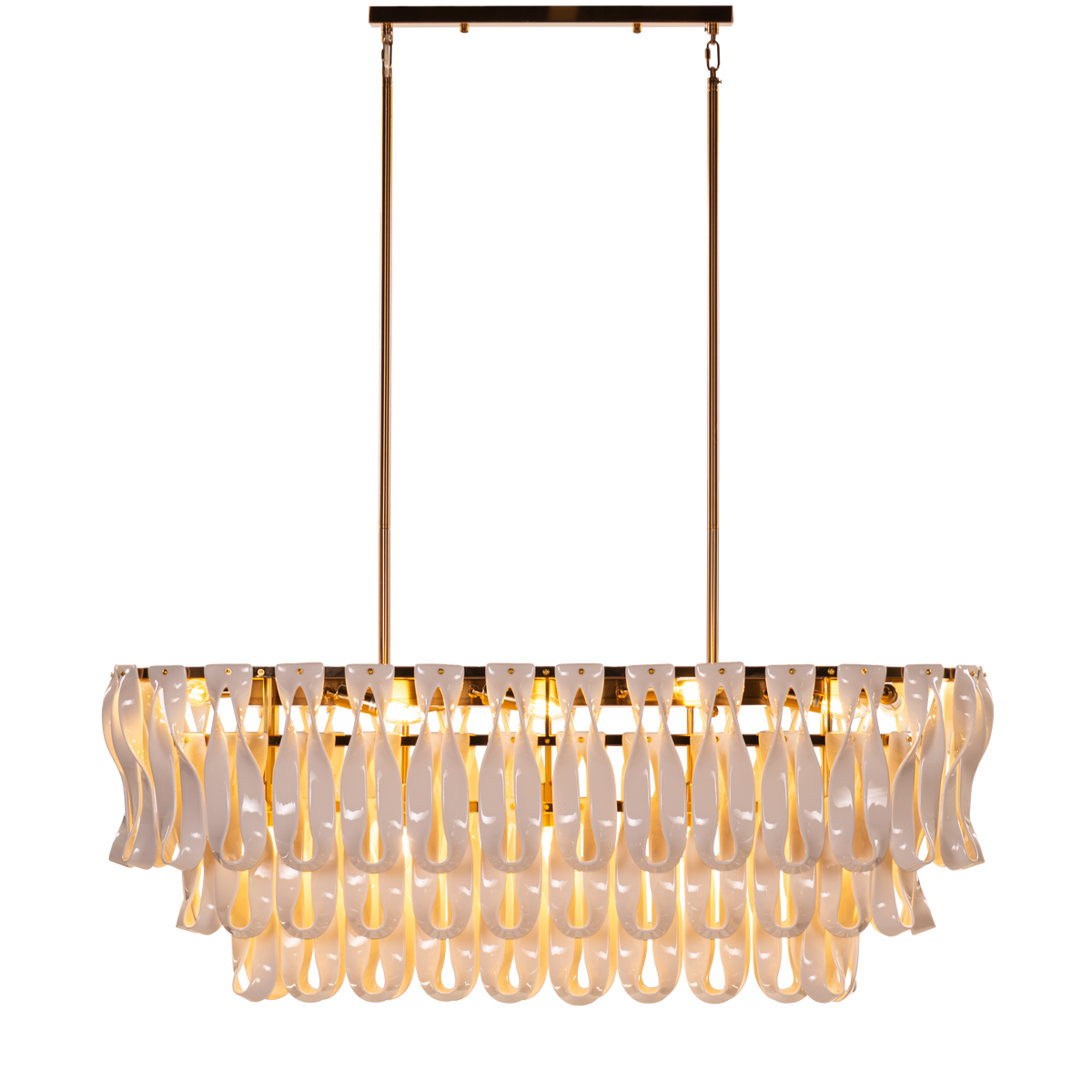 Vera (Long, Gold, White) Ceramic Chandelier
