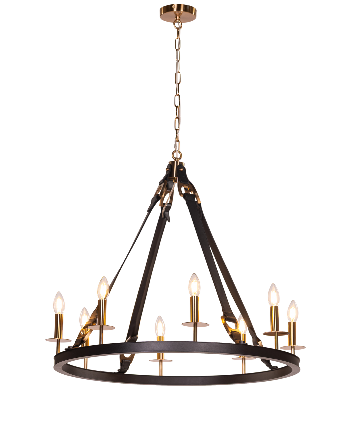 Bridlelight (Black, Gold) Leather Chandelier