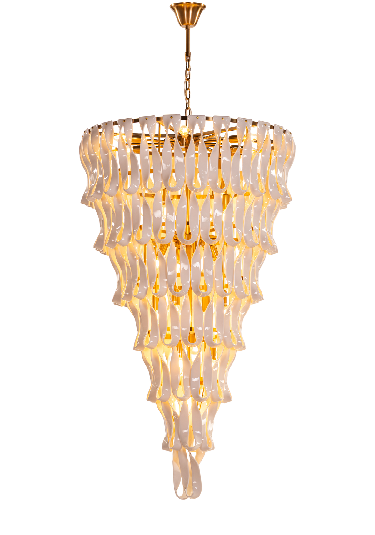 Vera (Gold, White) Ceramic Double Height Chandelier