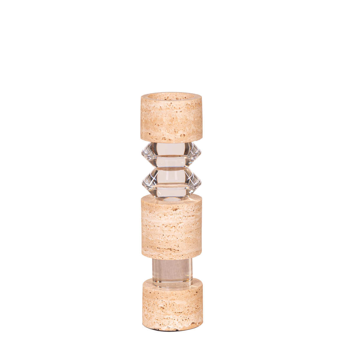 Crystal Pillar ( Beige, Large) Marble Candle Holder