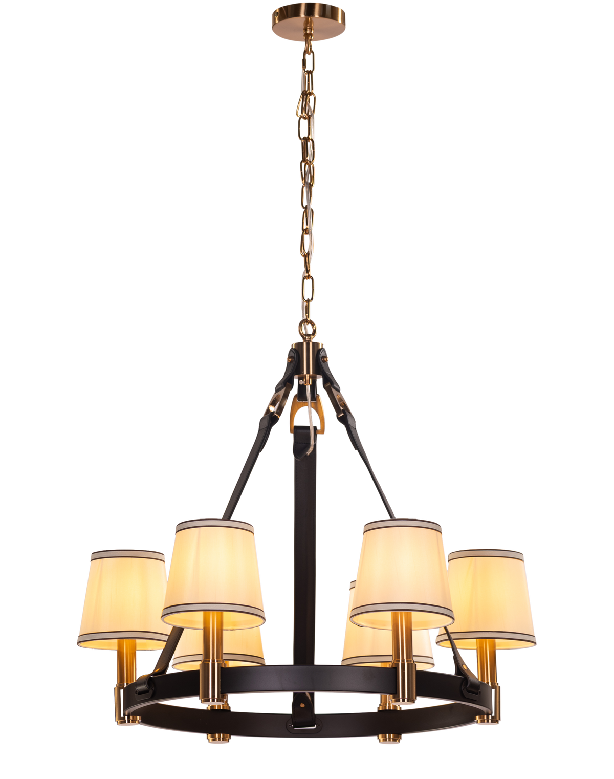 The Luminary Ring (Black, Gold) Leather Chandelier